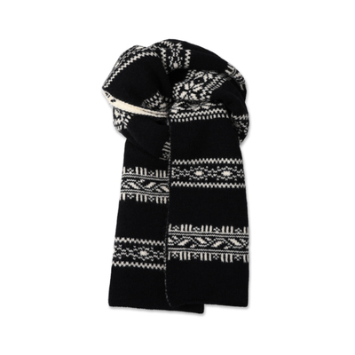 围巾女士冬季围脖羊绒黑白高级感