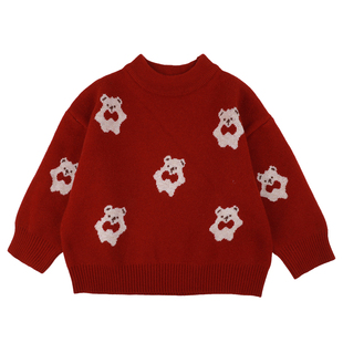 男童拜年服儿童喜庆风红色毛衣过年服女童2026马年新款年衣姐弟装