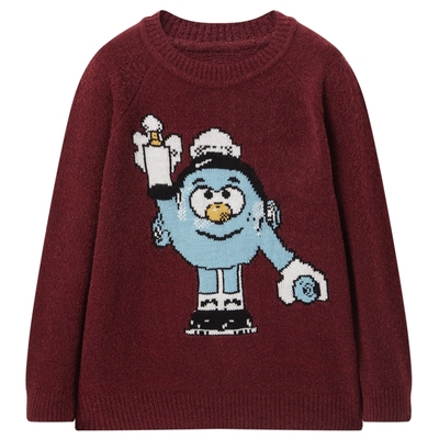 太平鸟女装冬季COOK联名主题卡通图案针织衫套衫