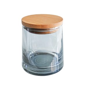 diy香薰蜡烛带木盖玻璃空杯 创意手工制作大豆蜡透明磨砂竹盖烛台