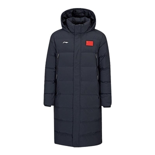 李宁国旗款羽绒服魔术贴男款体育生2025冬季长款防寒过膝AYMV137