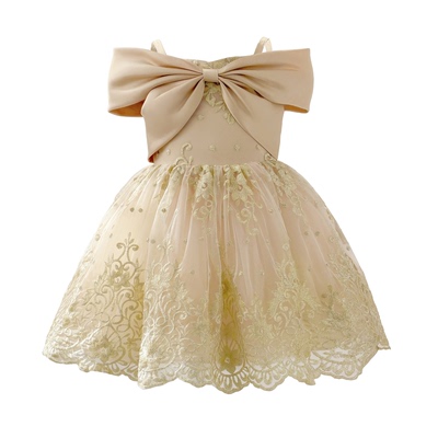 Champagne Princess Dress Elegant Baby Girls Evening Gown