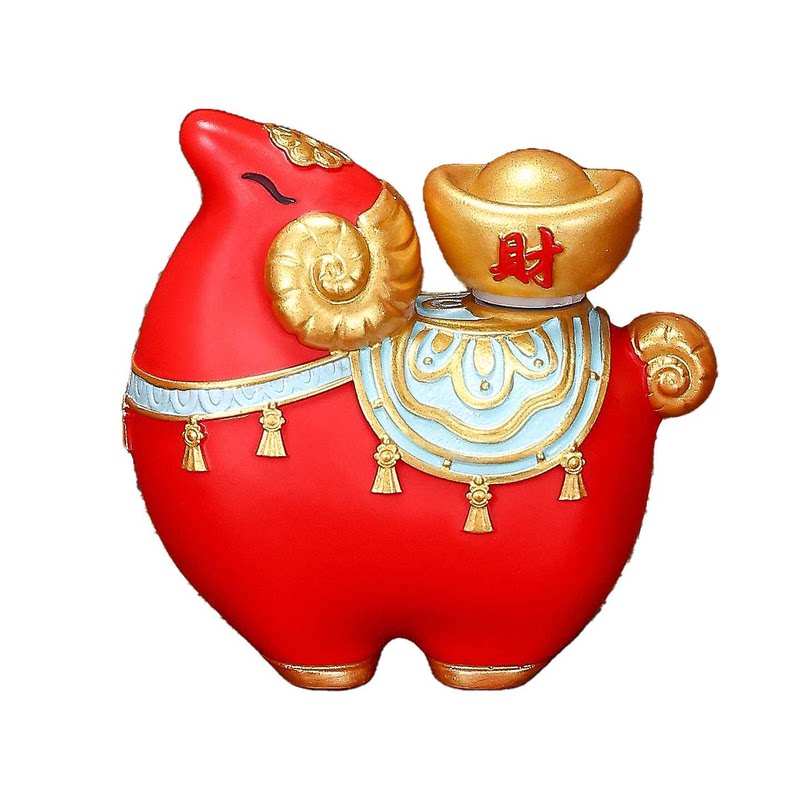 羊年吉祥物转转元宝羊锦盒小摆件