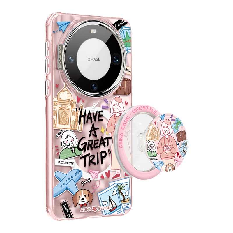 夏日旅游记适用于华为mate70pro手机壳mate50女mate60pro个性原创mt60高级感卡通40全包防摔超薄