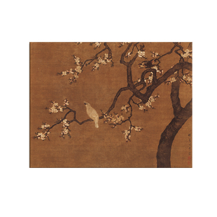 杏花双雉图 新中式中古艺术小众装饰画书房茶楼酒店民宿背景挂画