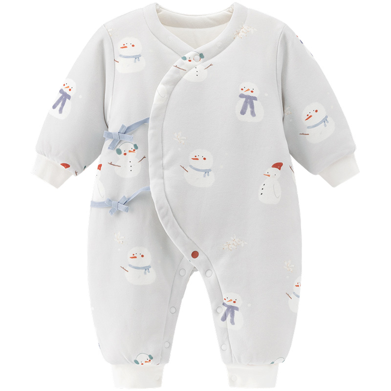 木生棉新生儿秋冬棉服婴儿加厚保暖连体衣初生宝宝绑带和尚服冬装