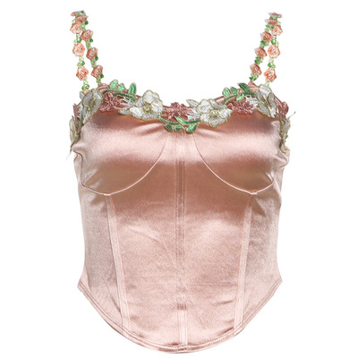 【郁金香】粉色高级质感性感度假泳衣比基尼三件套亮面立体花泳装