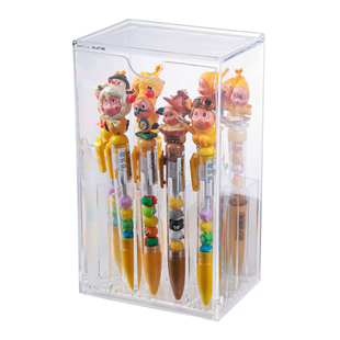 卡通萌粒笔收纳盒大容量透明学生笔筒创意可爱星星人文具盒展示架
