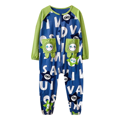 蛋仔男童法兰绒连体睡衣秋冬中大童小学生加厚珊瑚绒儿童拉链睡袋