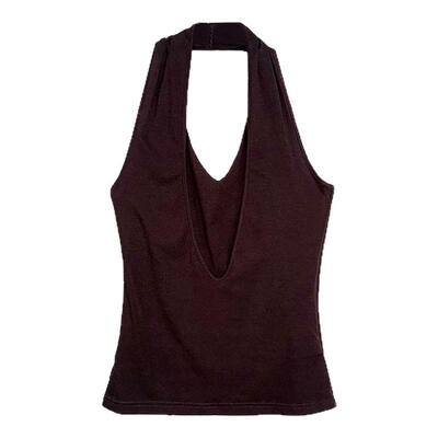 松弛感深V领假两件背心