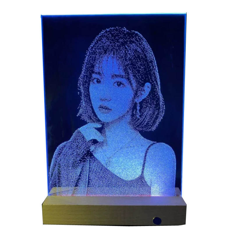非遗琉璃画礼盒水晶锤子玻璃画纪念日情人节礼物真人照片创意定制