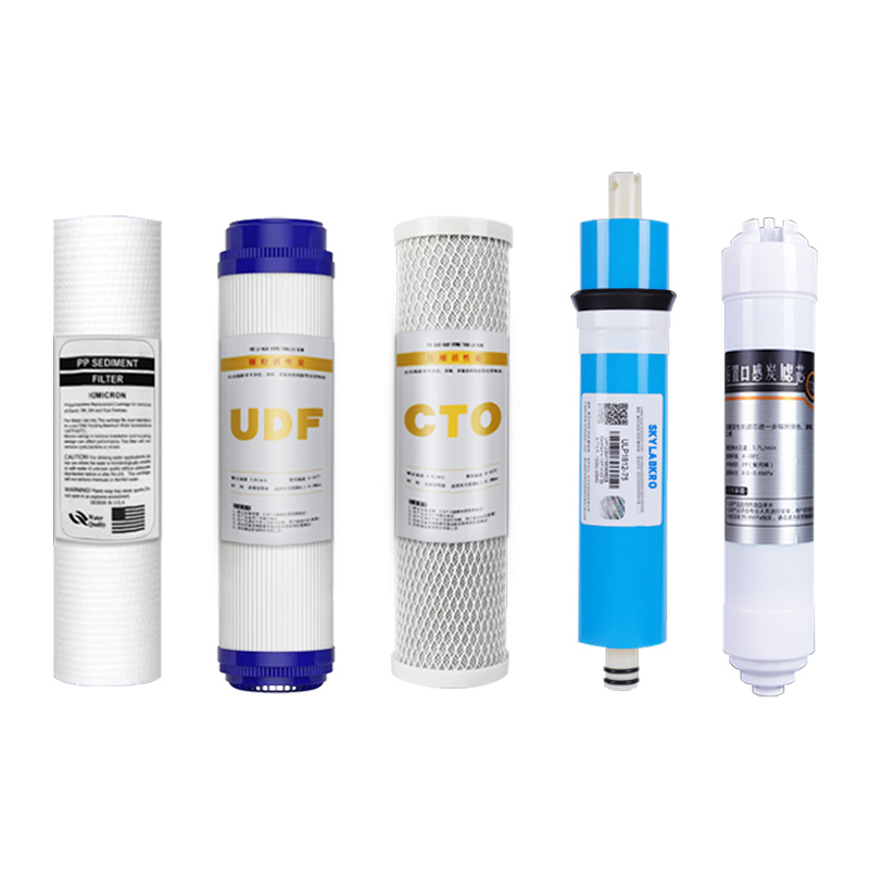 純水機(jī)濾芯套裝10寸通用五件套ro反滲透75G膜家用直飲凈水器配件
