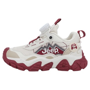 jeep儿童鞋子春季男女童网面透气小白鞋防滑软底小学生运动老爹鞋