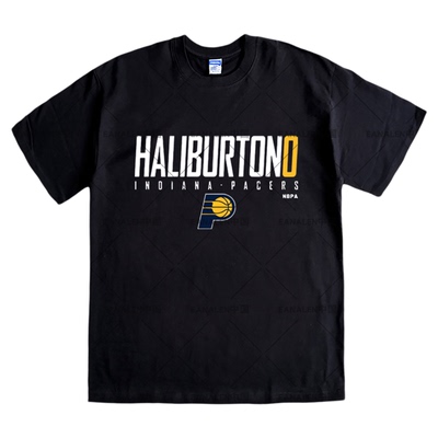 步行者哈利伯顿0号短袖T恤篮球运动训练上衣重磅小领口300克半袖