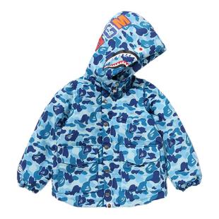 BAPE童装25年秋冬迷彩图案四穿可拆卸鲨鱼连帽夹克X00841P
