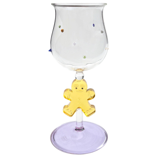 click高颜值玻璃高脚杯可爱圣诞姜饼人红酒糖豆点点香槟杯礼物