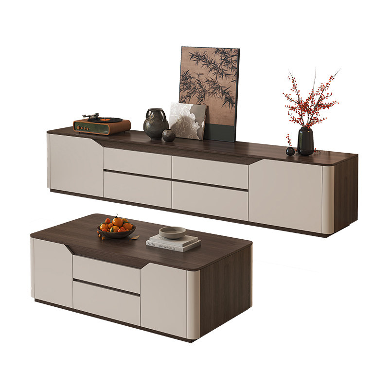 全实木电视柜茶几组合简约现代储物柜客厅家用落地定制电视机柜子