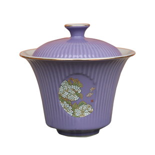 歸月 北溪堂盖碗两面开窗绣球花单个家用泡茶碗日式陶瓷功夫茶具