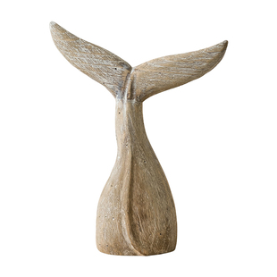 海洋风创意实木复古手工鱼尾巴摆件民宿样板房装饰鲸鱼尾巴工艺品