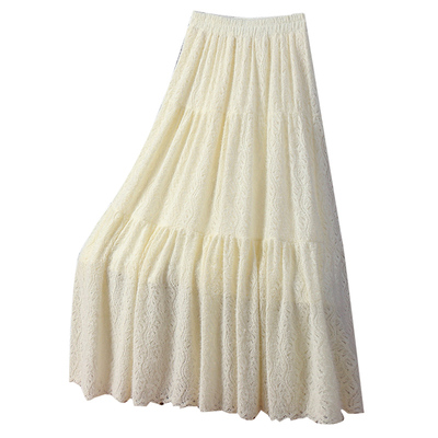 巨好看磨毛蕾丝大摆半身裙