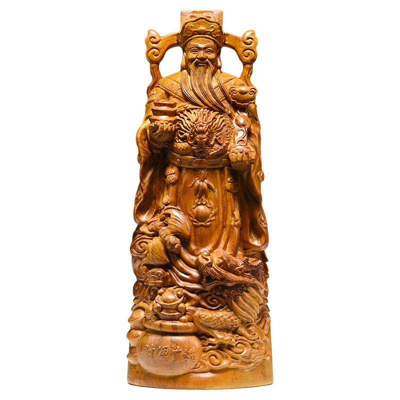 香樟木雕财神爷摆件文财神工艺品