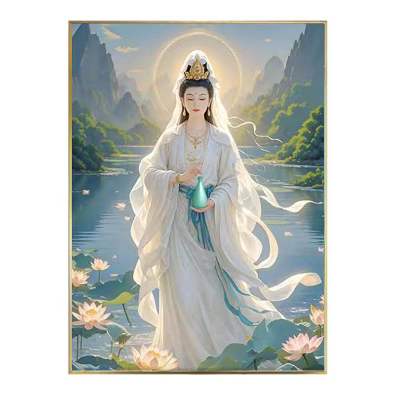 5d白衣滴水观音法像钻石画救苦救难菩萨保平安点贴满砖石秀十字绣