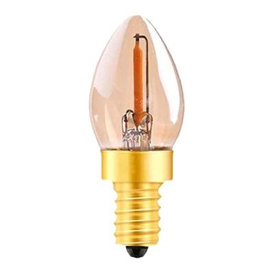 C7迷你LED小灯泡暖光E12E14螺口1W蜡烛灯小夜灯光源长明睡眠灯泡