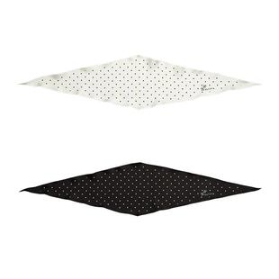 Weiliao|基础款波点丝巾菱形三角巾黑白百搭桑蚕丝法式围巾头巾