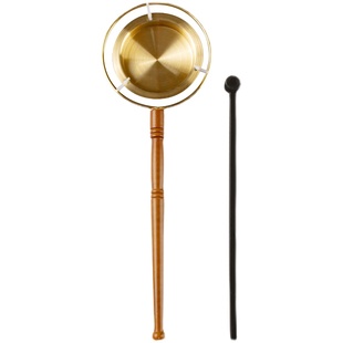 全铜长木柄铛子单铛双铛响器家用引磬直柄铜铛子直柄档子敲棒当子