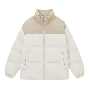 森马羽绒服男24冬季新款防护外套情侣宽松拼接立领面包服加厚潮流