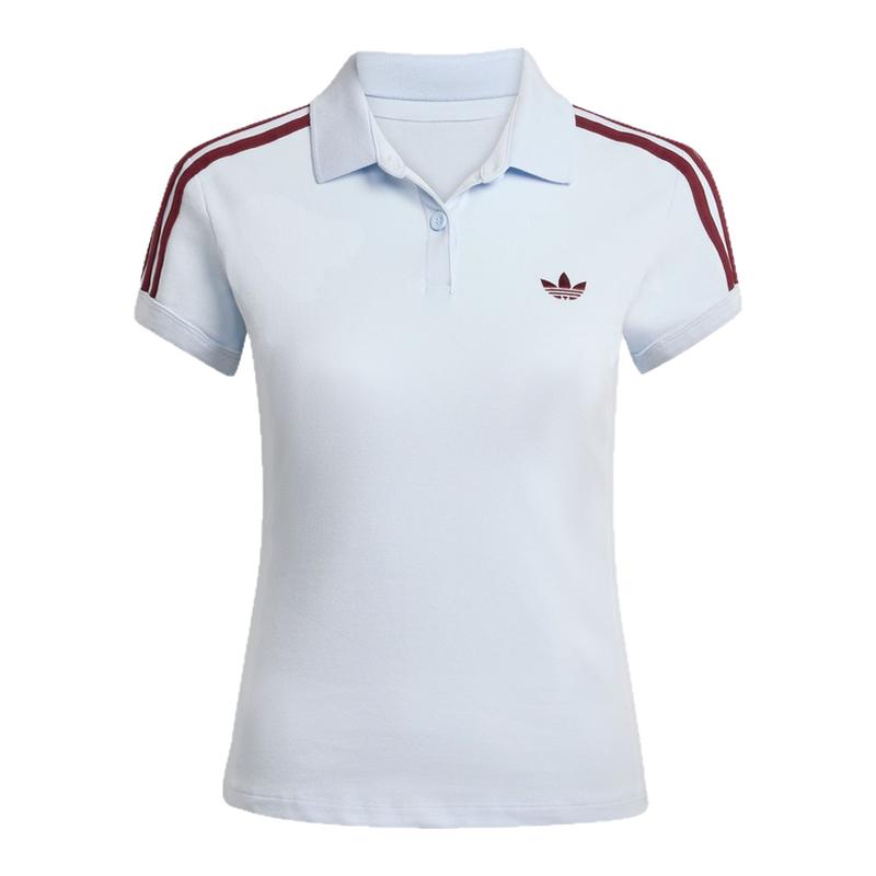Adidas阿迪达斯春夏新运动休闲POLO领修身T恤蓝色短袖女款KD3698