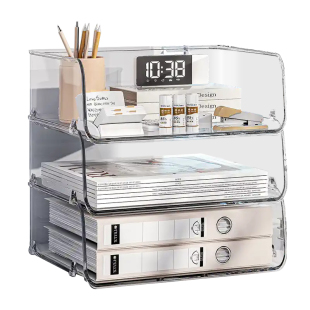 日本透明桌面文件收纳架书本收纳置物架办公室亚克力a4纸整理盒子