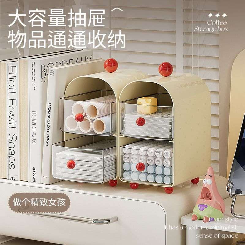 茶包收纳盒新款多功能抽屉式盒办公室咖啡大容量茶家用多层置物架