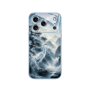 松间灵鹤适用苹果17pro手机壳iphone15中国风16e梦幻14plus祥瑞13promax高级感12mini国潮苹果11玻璃xs/xr/8