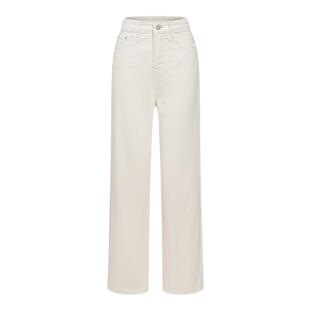 EF休闲宽松简约直筒裤女2025春秋新款高腰通勤长裤百搭牛仔裤