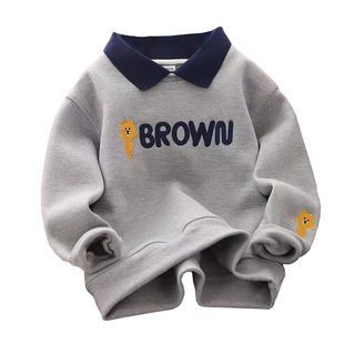 男童卫衣秋冬POLO加绒上衣新款加厚洋气儿童翻领长袖男孩秋季打底