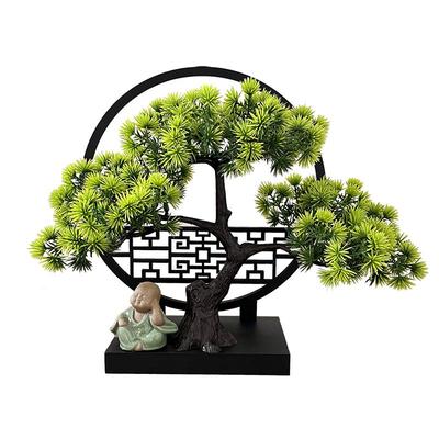 wo+仿真迎客松罗汉松新中式桌花