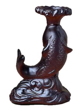 鲤鱼树脂摆件水晶球底座原矿石晶簇支架奇石展示台家居小鱼