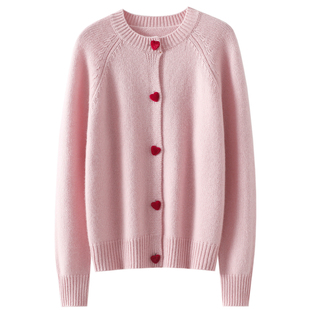 好心动的颜值！爱心扣加厚100%纯山羊绒开衫女纯羊绒毛衣针织外套