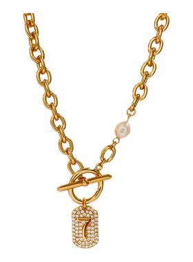 欧美复古OT扣7锆石锁骨链