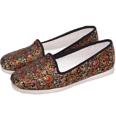 内联升女鞋手工千层底织锦布鞋