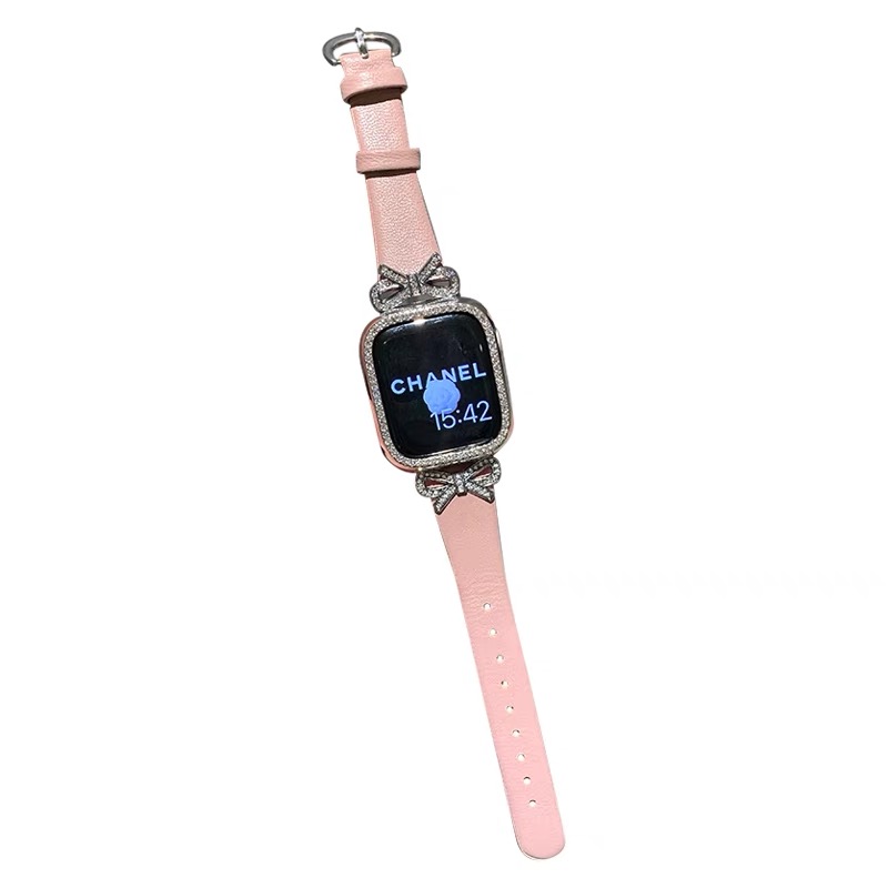 BOLIN细款蝴蝶结钻小牛皮表带适于applewatch苹果手表iWatch987女