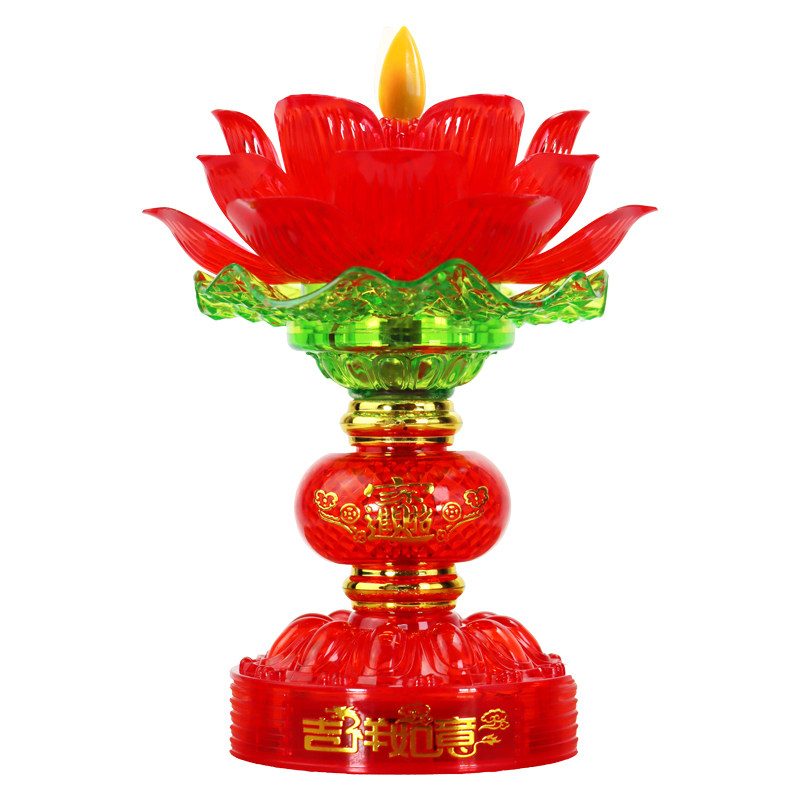 莲花灯家用灯门佛祖前如来观音菩萨财神拜神台红色长明USB供灯LED