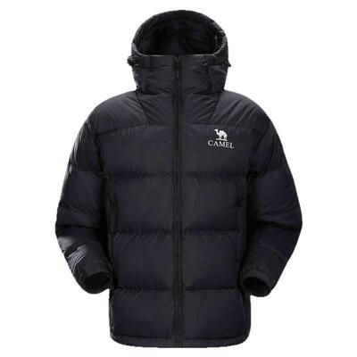 骆驼黑钻5 男装羽绒服防风拒水面包防寒服时尚连帽短款外套秋冬男