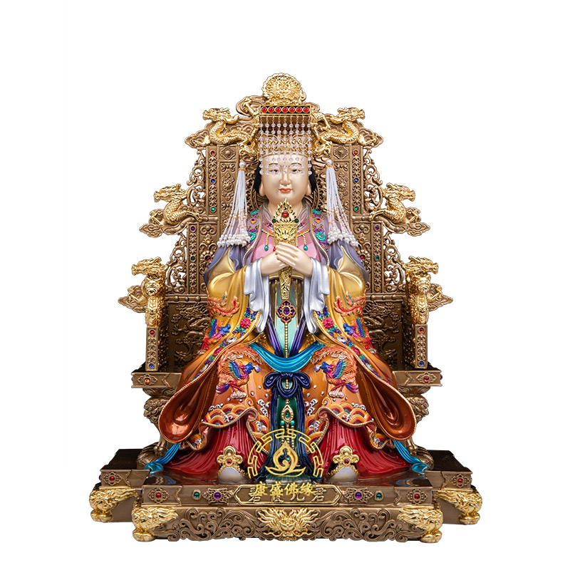 新款泰山碧霞元君铜彩绘神像供奉