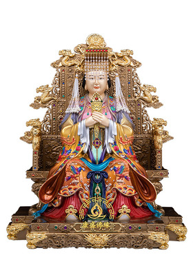 新款泰山碧霞元君铜彩绘神像供奉