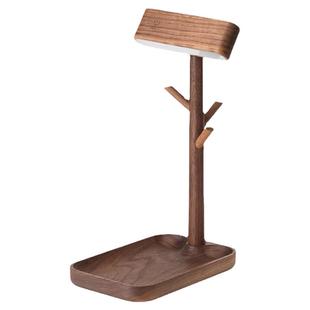 实木入户玄关收纳置物架人体感应灯台灯挂钥匙摆件充电桌面进门口