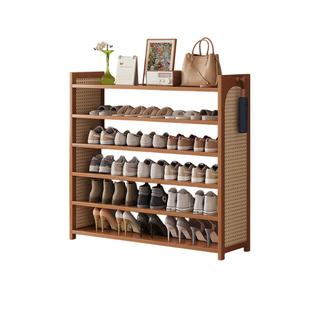 多层家用门口鞋架结实耐用大容量玄关放鞋神器简易竹制鞋柜置物架