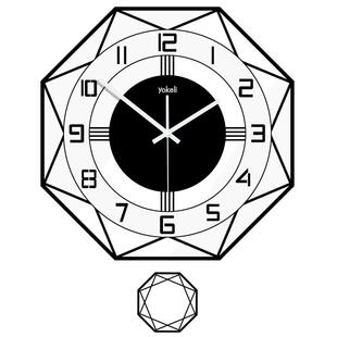 雅刻丽北欧钟表挂钟客厅静音简约大气时钟餐厅创意时尚挂表石英钟