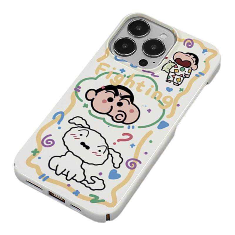 蜡笔小新fighting加油 苹果iPhone15/14/13/12华为小米oppo等安卓型号 菲林插画手机硬壳